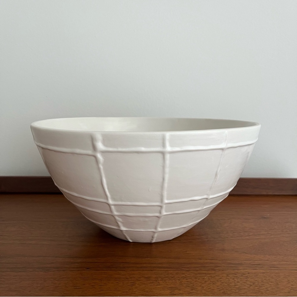 Handmade Large White Ceramic Bowl from Thailand Matte Minimalist Decorative